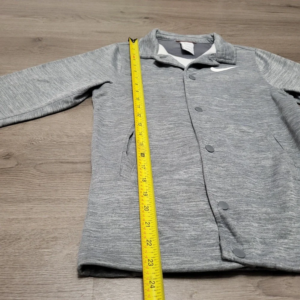 Kids Nike‎ Therma Fit Gray Button Up Coaches Jacket Big Boys Collared Size S 8-9